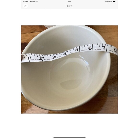 Roseville Ohio Friendship Pottery Nebraska Ivory/Blue Stripe Pasta Serving Bowls - Picture 9 of 11